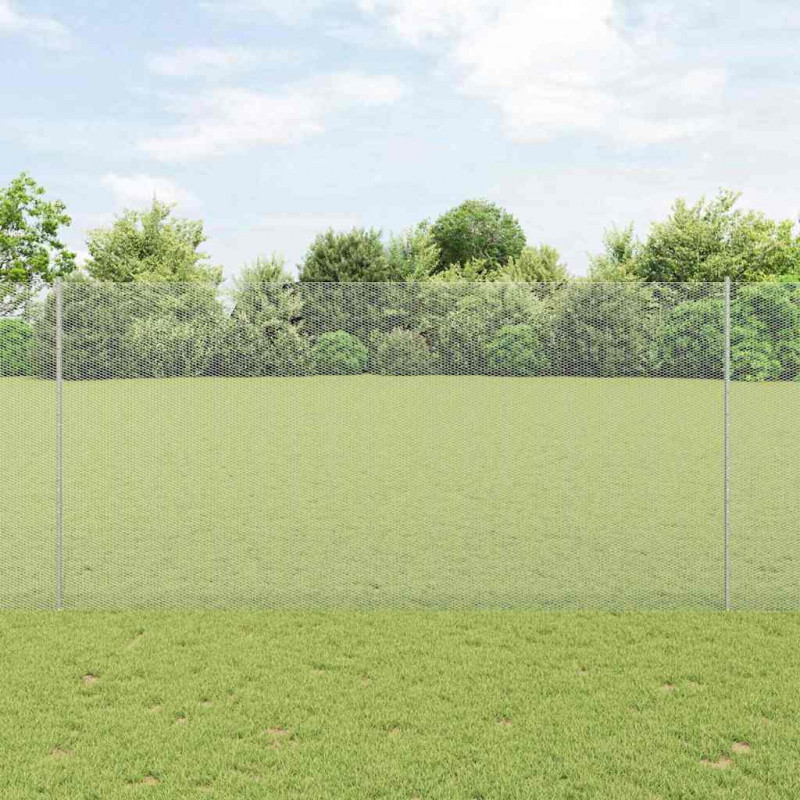 Ogrodzenie z słupkiem Srebrny 1,5 x 50 m Stal