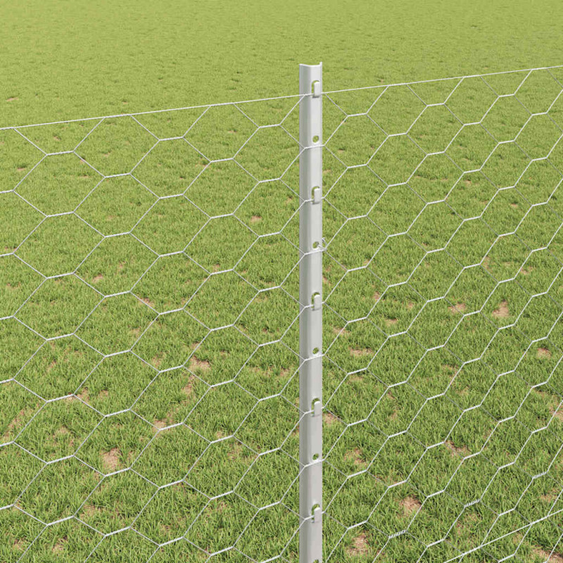 Ogrodzenie z słupkiem Srebrny 1,5 x 50 m Stal