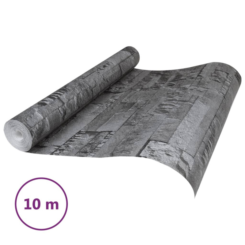 Tapeta 3D z wzorem kamieni, czarna, 10x0,53 m, flizelina