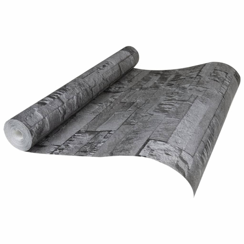 Tapeta 3D z wzorem kamieni, czarna, 10x0,53 m, flizelina