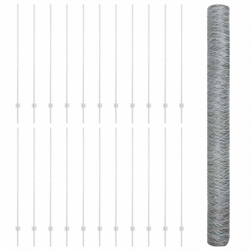 Ogrodzenie z słupkiem Srebrny 1,6 x 50 m Stal