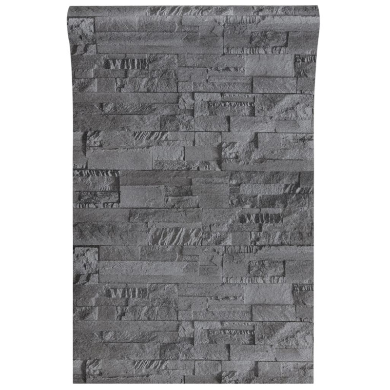 Tapeta 3D z wzorem kamieni, czarna, 10x0,53 m, flizelina
