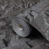Tapeta 3D z wzorem kamieni, czarna, 10x0,53 m, flizelina