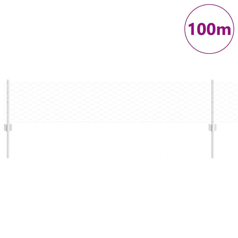 Ogrodzenie z słupkiem Srebrny 0,4 x 100 m Stal