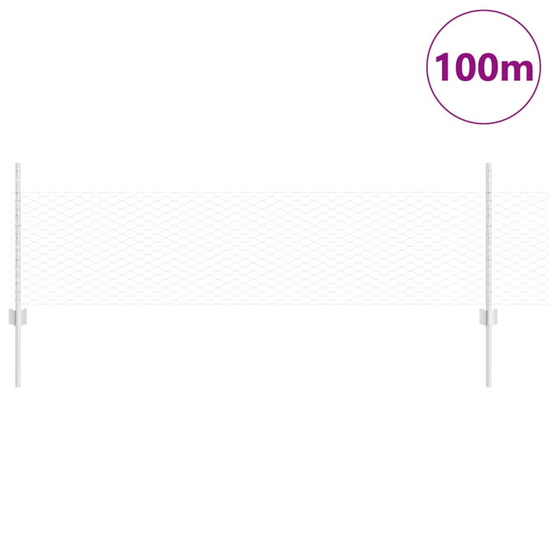 Ogrodzenie z słupkiem Srebrny 0,5 x 100 m Stal