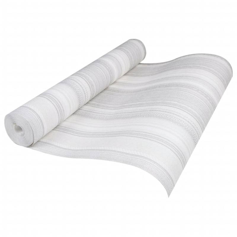 Tapeta 3D z wzorem w pasy, szara, 10x0,53 m, flizelina