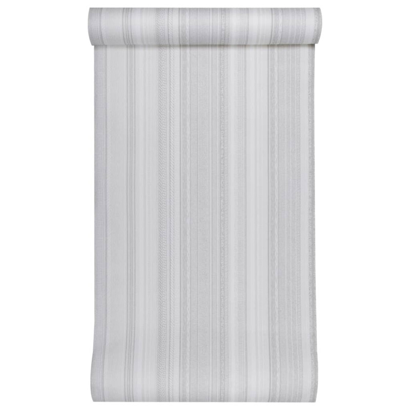 Tapeta 3D z wzorem w pasy, szara, 10x0,53 m, flizelina