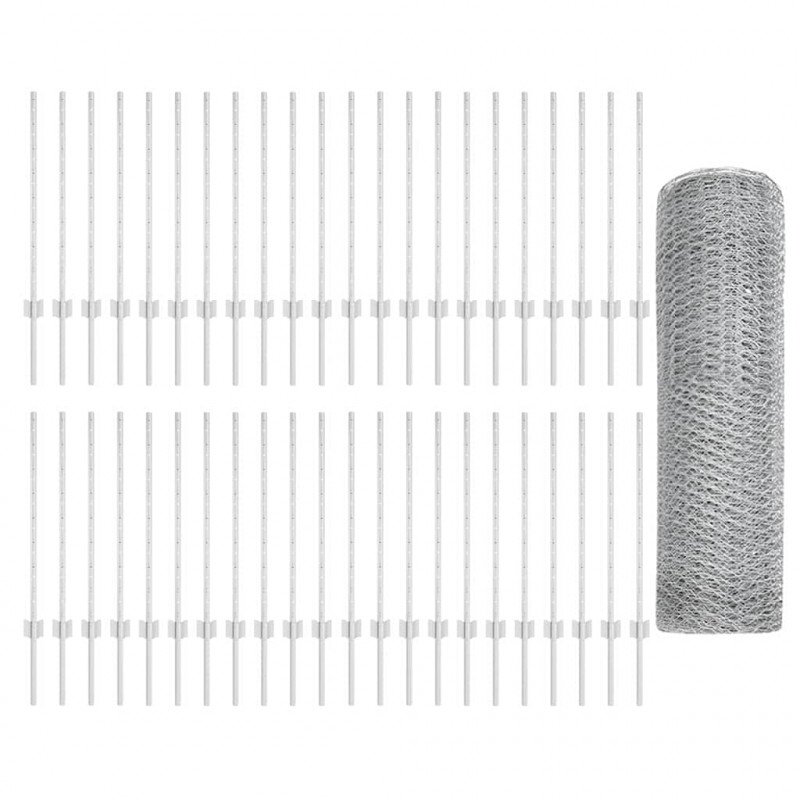 Ogrodzenie z słupkiem Srebrny 0,8 x 100 m Stal