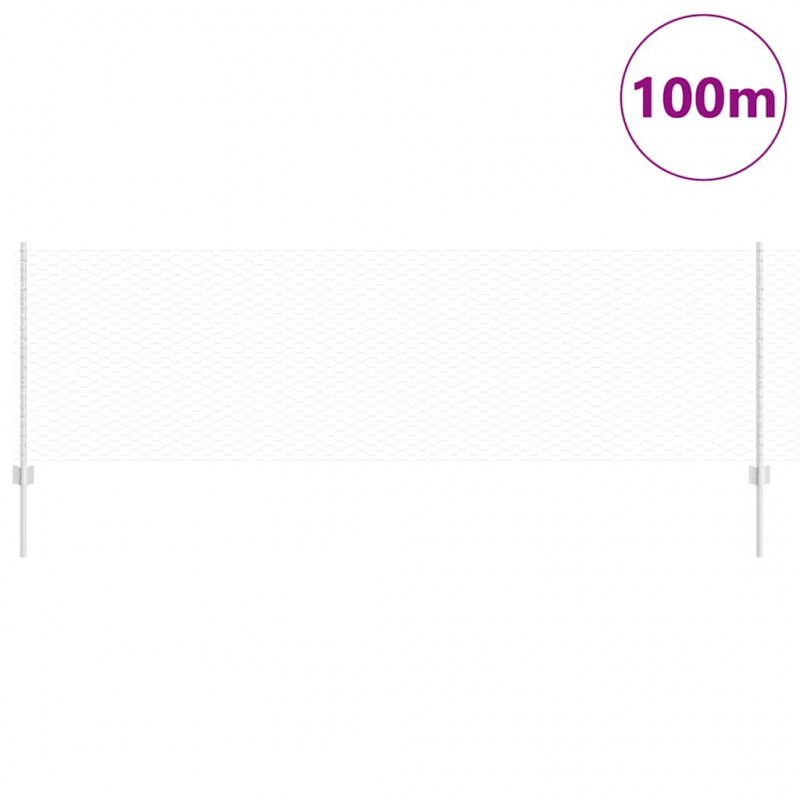 Ogrodzenie z słupkiem Srebrny 0,8 x 100 m Stal