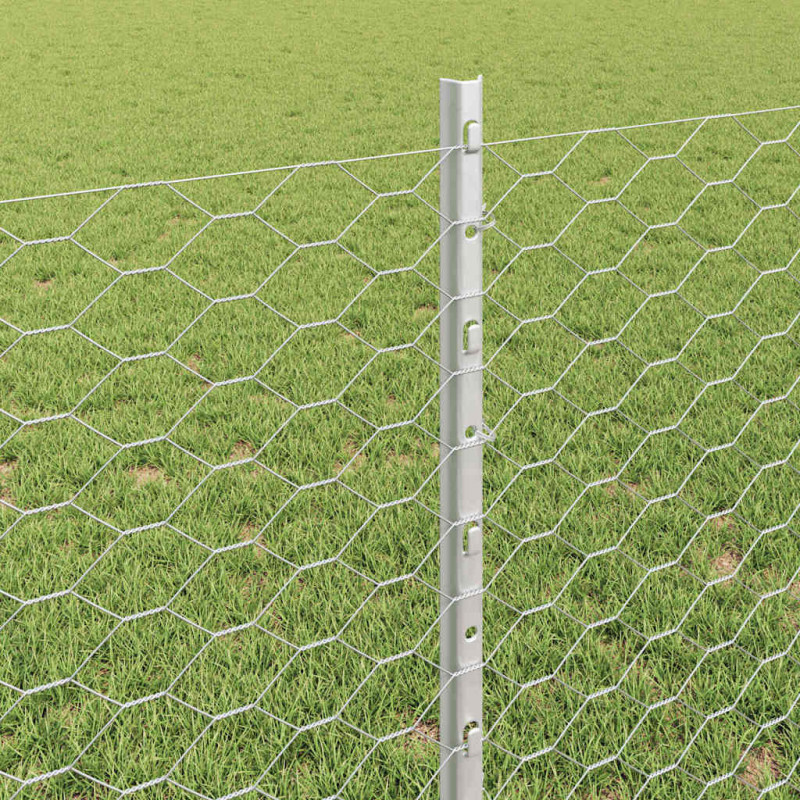 Ogrodzenie z słupkiem Srebrny 0,8 x 100 m Stal