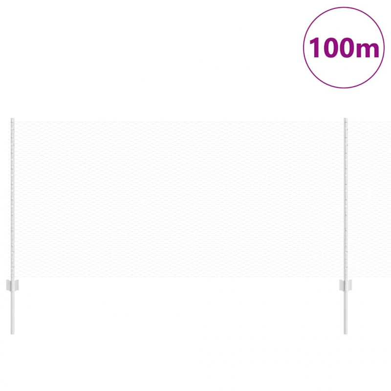 Ogrodzenie z słupkiem Srebrny 1 x 100 m Stal