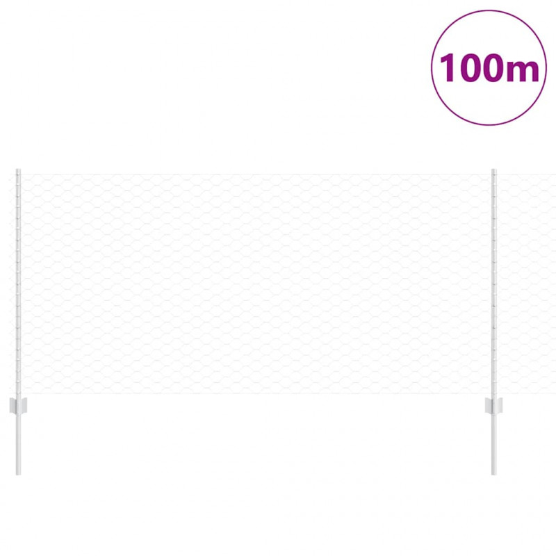 Ogrodzenie z słupkiem Srebrny 1 x 100 m Stal