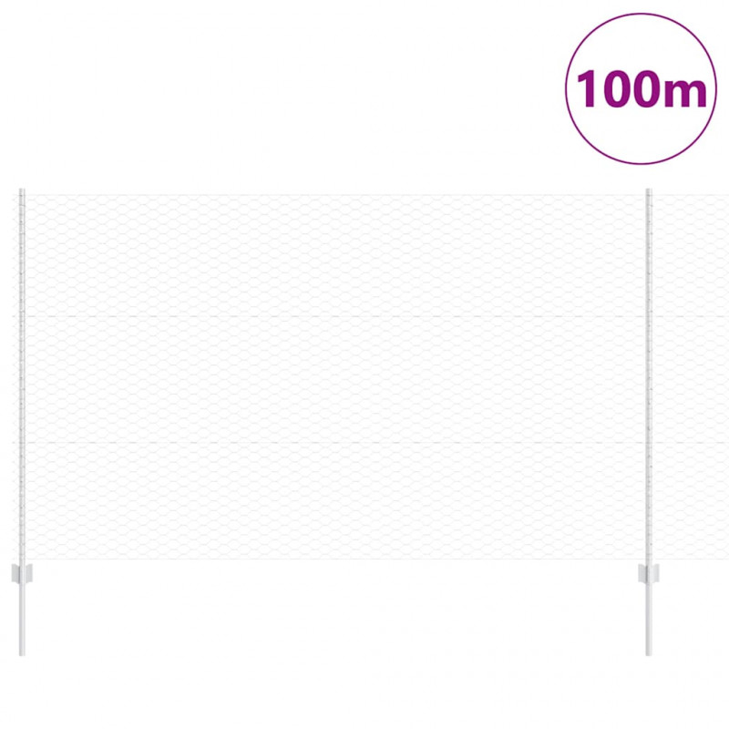 Ogrodzenie z słupkiem Srebrny 1,4 x 100 m Stal
