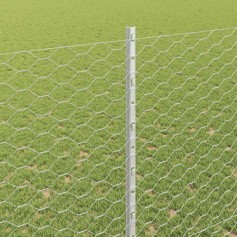 Ogrodzenie z słupkiem Srebrny 1,5 x 100 m Stal