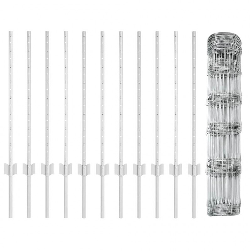 Ogrodzenie z słupkiem Srebrny 0,8 x 25 m Stal
