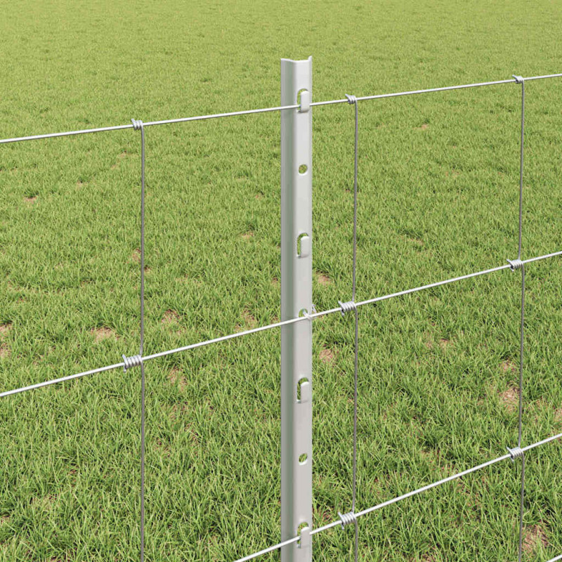 Ogrodzenie z słupkiem Srebrny 0,8 x 25 m Stal