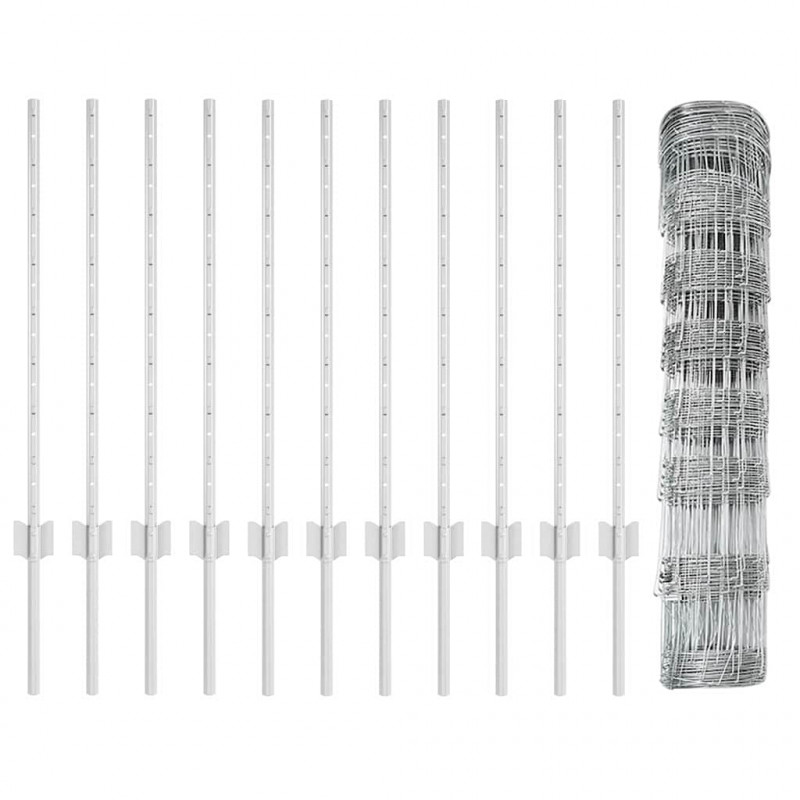 Ogrodzenie z słupkiem Srebrny 0,8 x 25 m Stal
