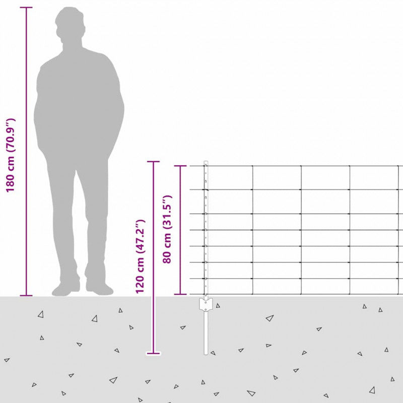 Ogrodzenie z słupkiem Srebrny 0,8 x 25 m Stal