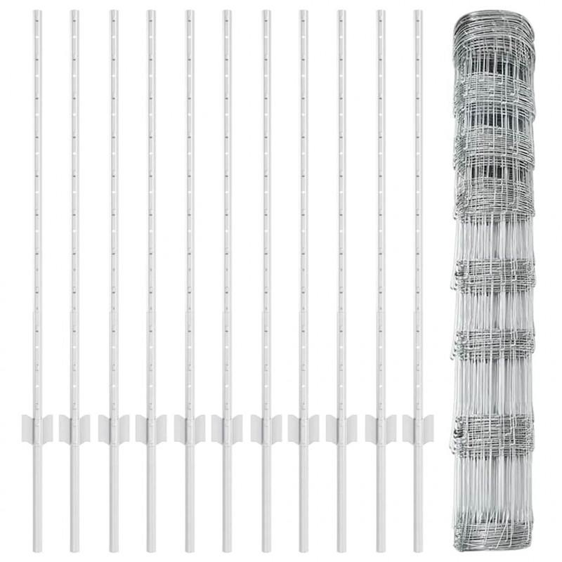 Ogrodzenie z słupkiem Srebrny 1 x 25 m Stal
