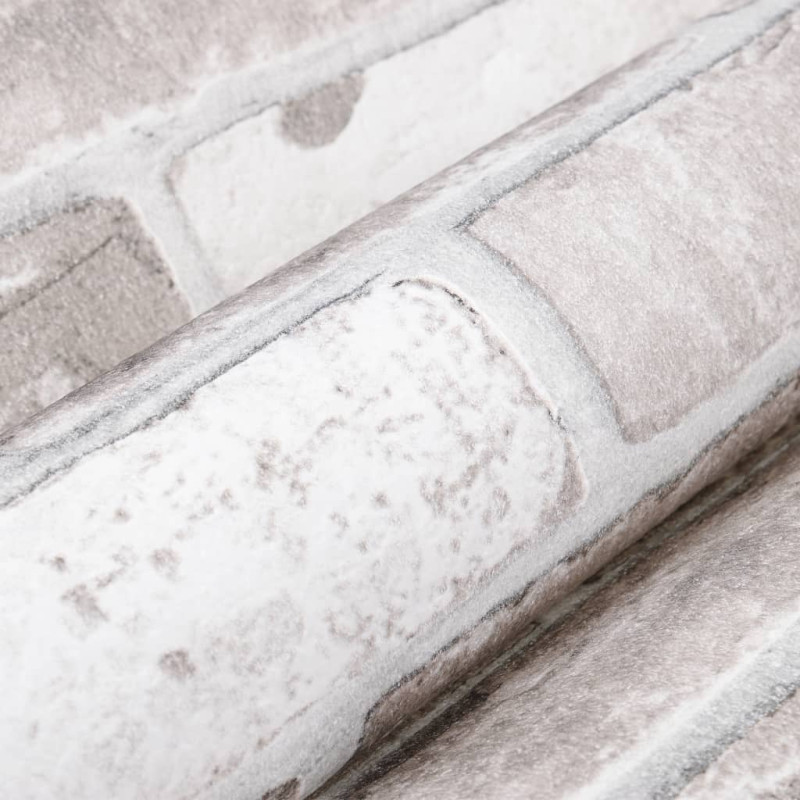 Tapeta 3D z wzorem cegieł, szara, 10x0,53 m, flizelina