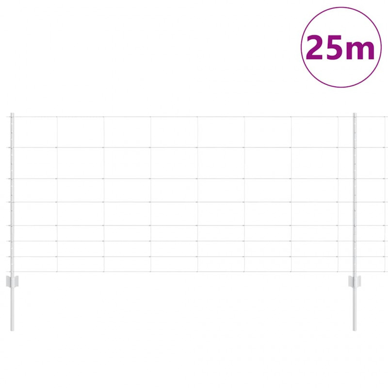 Ogrodzenie z słupkiem Srebrny 1 x 25 m Stal