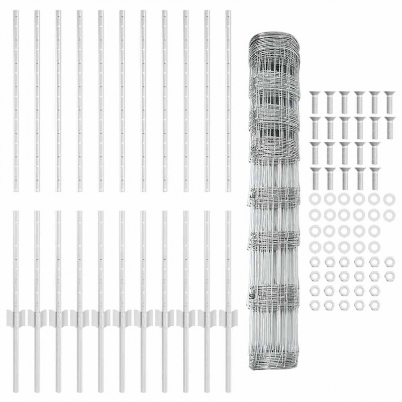 Ogrodzenie z słupkiem Srebrny 1 x 25 m Stal