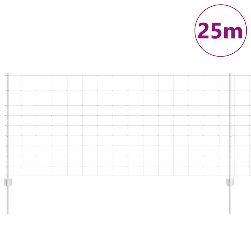 Ogrodzenie z słupkiem Srebrny 1 x 25 m Stal