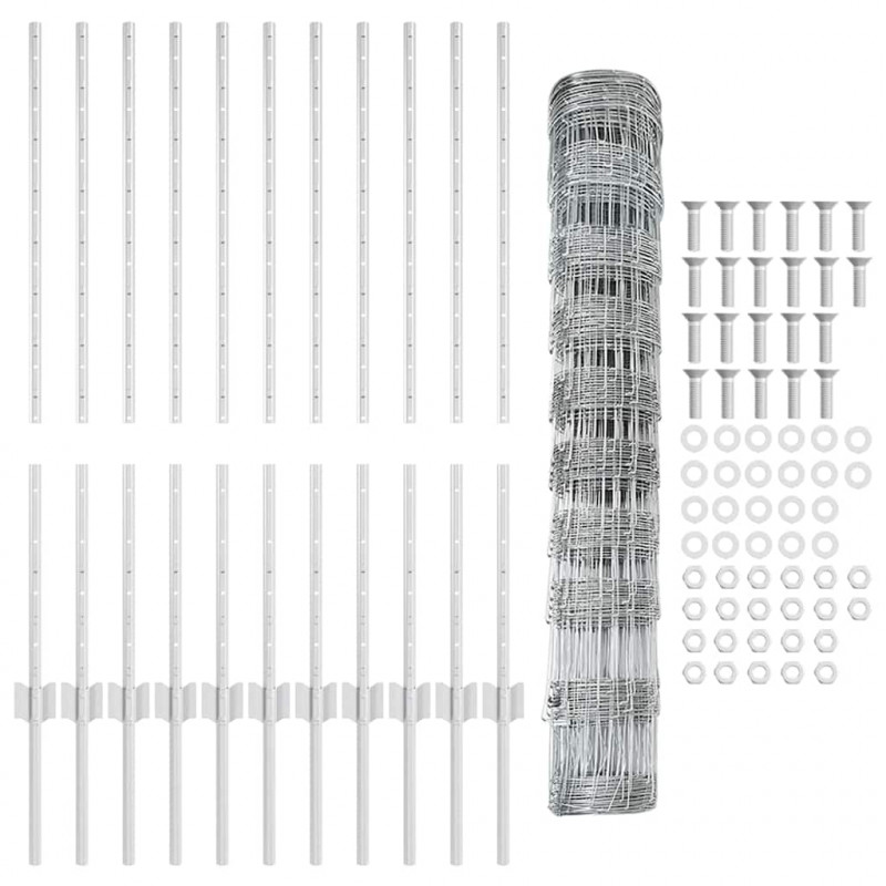 Ogrodzenie z słupkiem Srebrny 1 x 25 m Stal