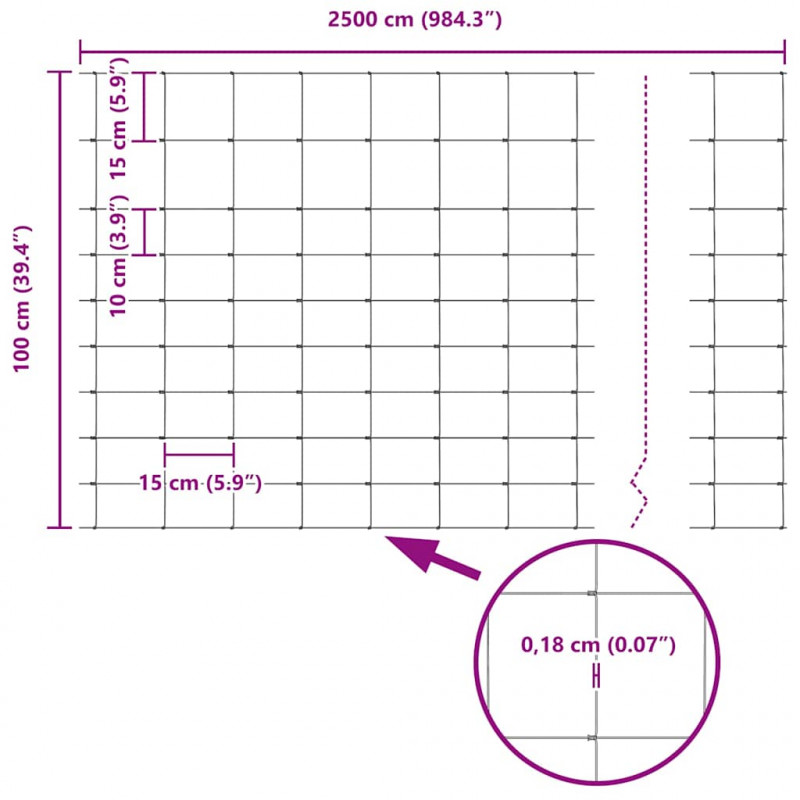 Ogrodzenie z słupkiem Srebrny 1 x 25 m Stal