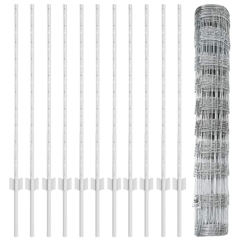 Ogrodzenie z słupkiem Srebrny 1 x 25 m Stal