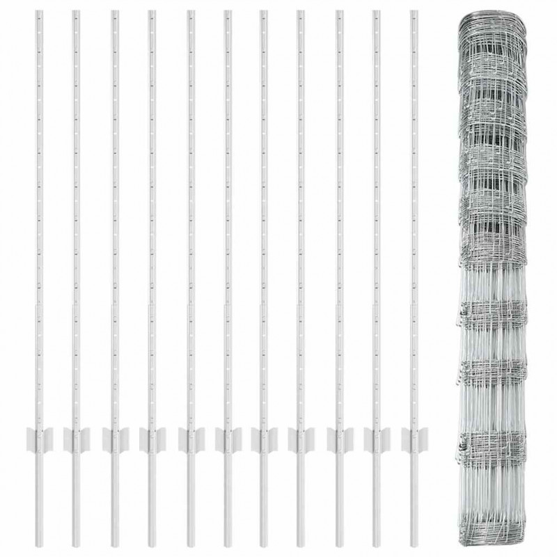 Ogrodzenie z słupkiem Srebrny 1,2 x 25 m Stal