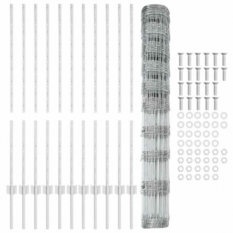 Ogrodzenie z słupkiem Srebrny 1,2 x 25 m Stal