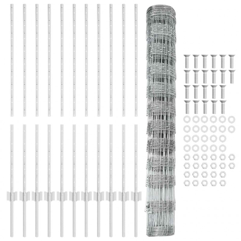 Ogrodzenie z słupkiem Srebrny 1,2 x 25 m Stal
