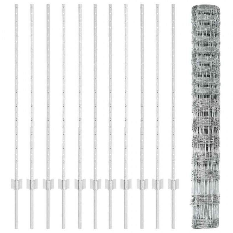 Ogrodzenie z słupkiem Srebrny 1,2 x 25 m Stal