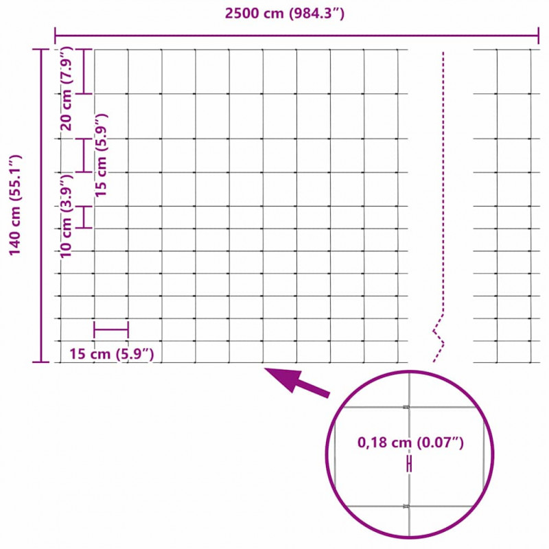 Ogrodzenie z słupkiem Srebrny 1,4 x 25 m Stal