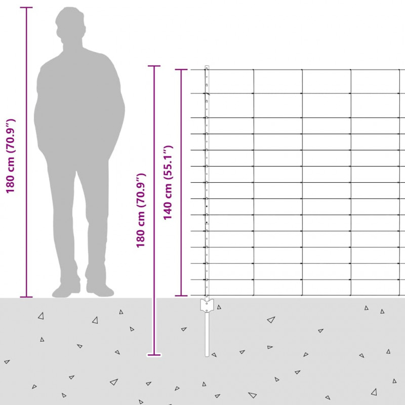 Ogrodzenie z słupkiem Srebrny 1,4 x 25 m Stal