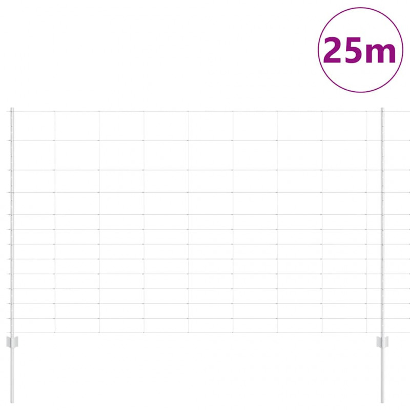 Ogrodzenie z słupkiem Srebrny 1,5 x 25 m Stal