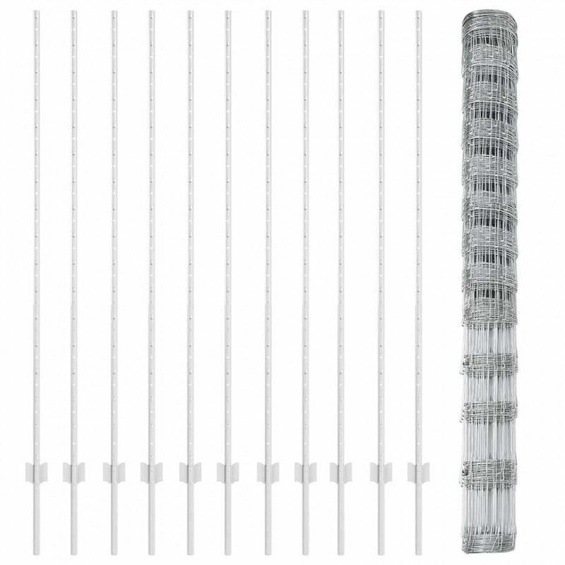 Ogrodzenie z słupkiem Srebrny 1,5 x 25 m Stal