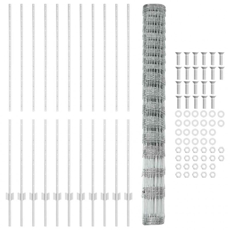 Ogrodzenie z słupkiem Srebrny 1,5 x 25 m Stal