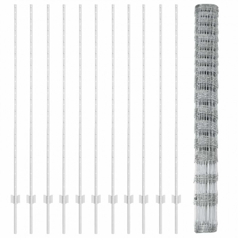 Ogrodzenie z słupkiem Srebrny 1,5 x 25 m Stal