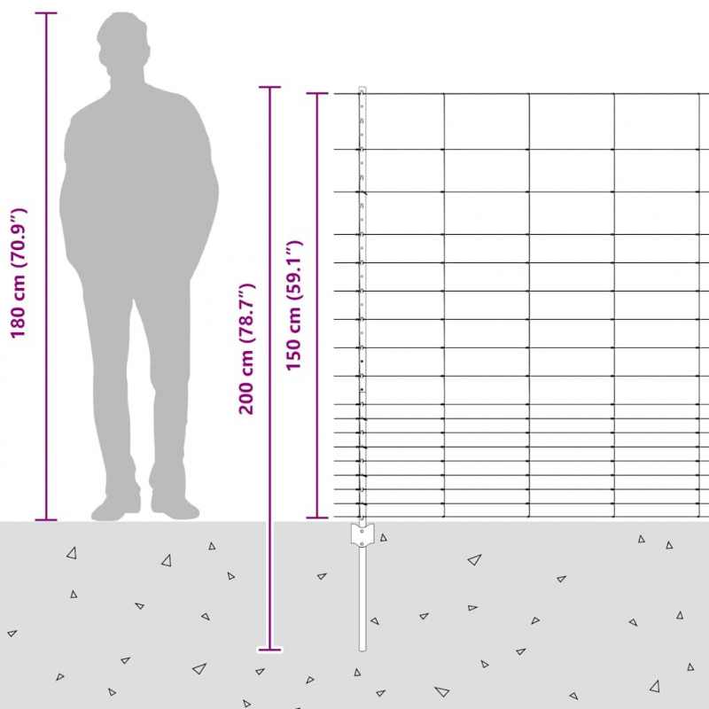Ogrodzenie z słupkiem Srebrny 1,5 x 25 m Stal