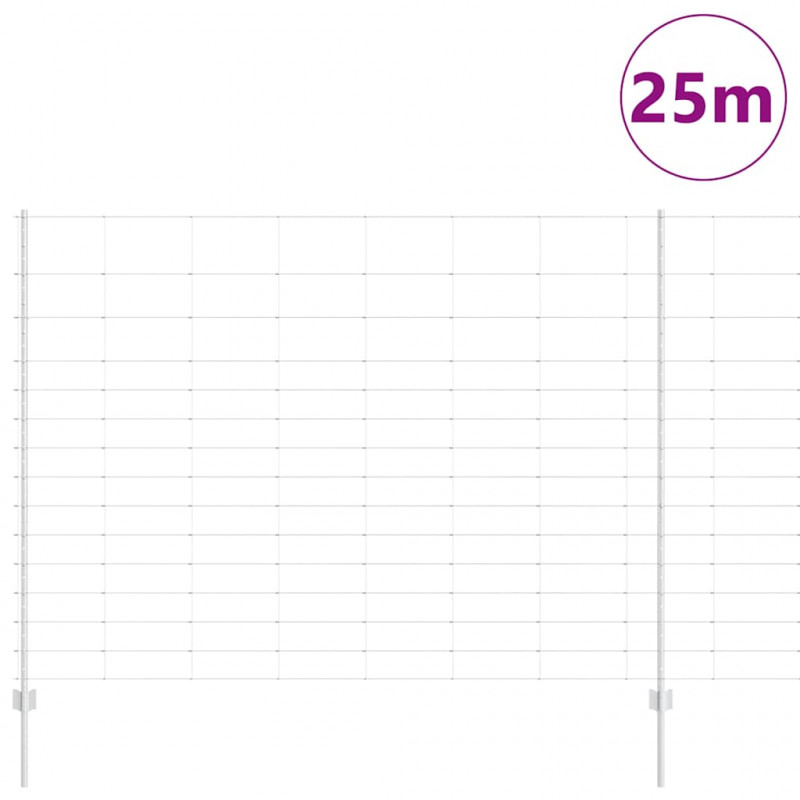 Ogrodzenie z słupkiem Srebrny 1,6 x 25 m Stal