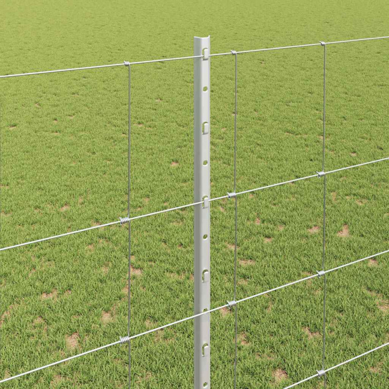 Ogrodzenie z słupkiem Srebrny 1,6 x 25 m Stal