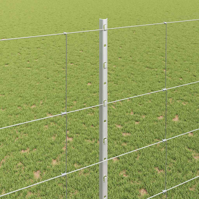 Ogrodzenie z słupkiem Srebrny 1,6 x 25 m Stal
