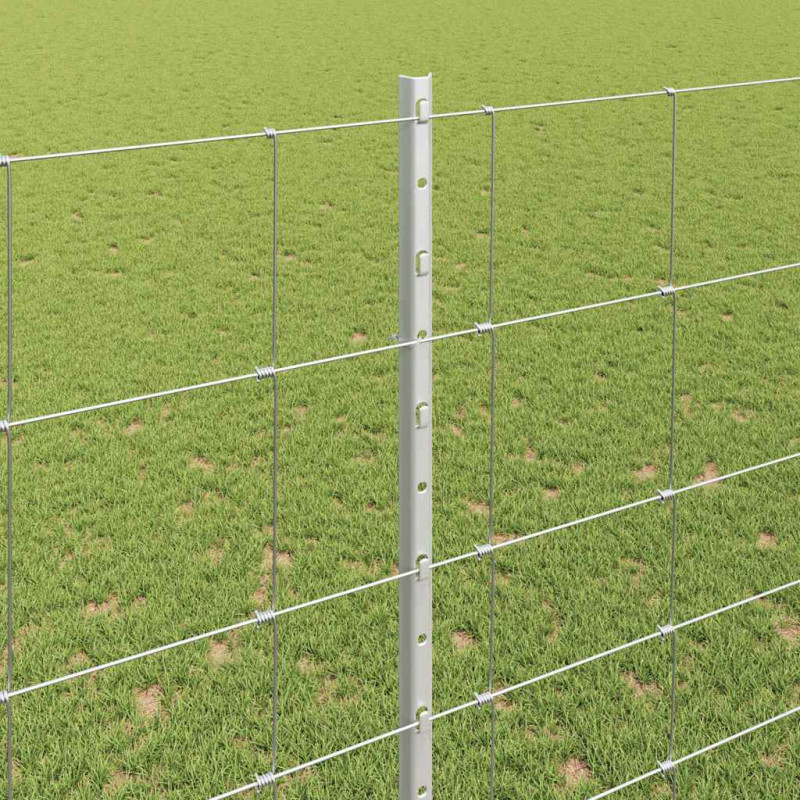 Ogrodzenie z słupkiem Srebrny 1,6 x 25 m Stal