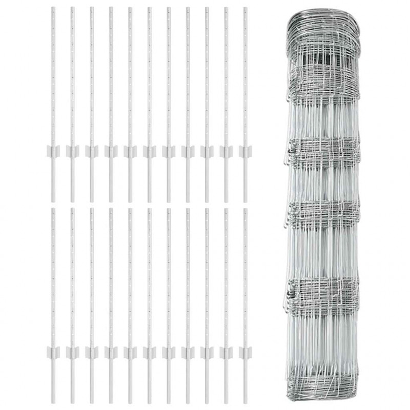 Ogrodzenie z słupkiem Srebrny 0,8 x 50 m Stal