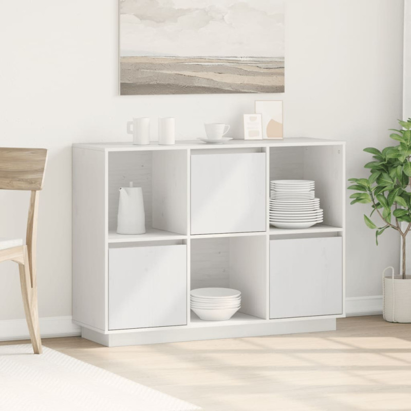 Szafka, biała, 110,5x35x80 cm, lite drewno sosnowe