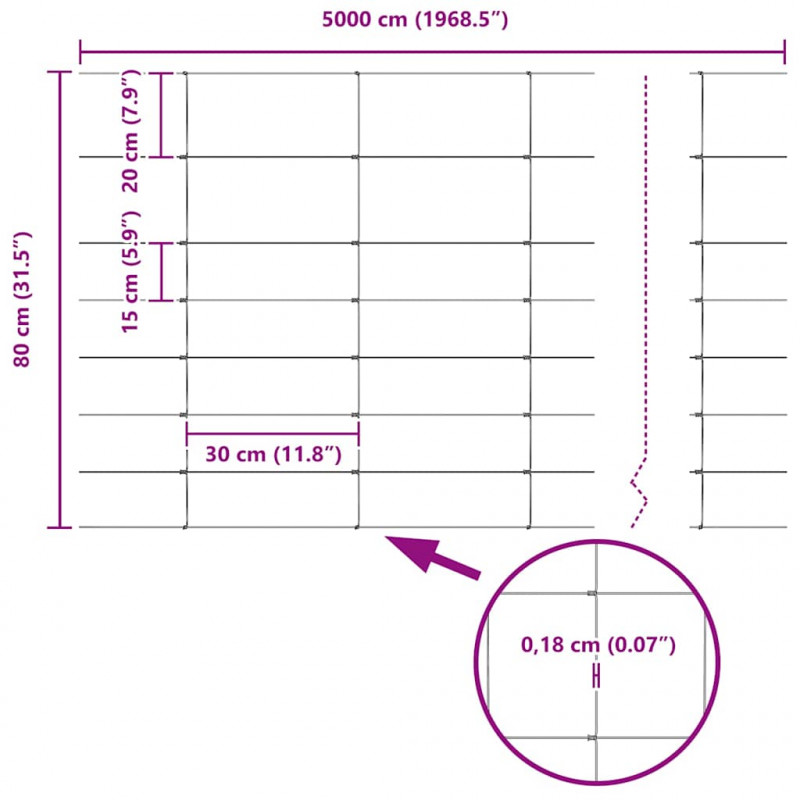 Ogrodzenie z słupkiem Srebrny 0,8 x 50 m Stal