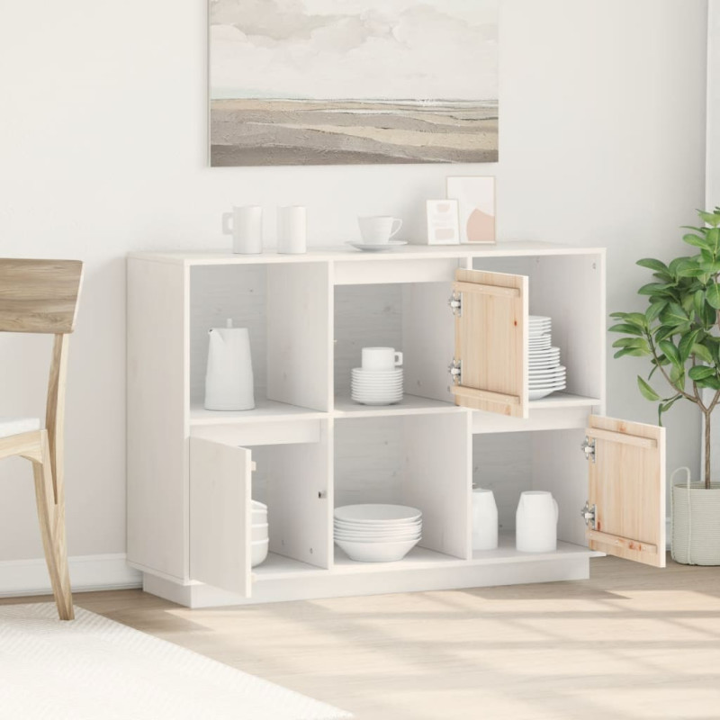 Szafka, biała, 110,5x35x80 cm, lite drewno sosnowe