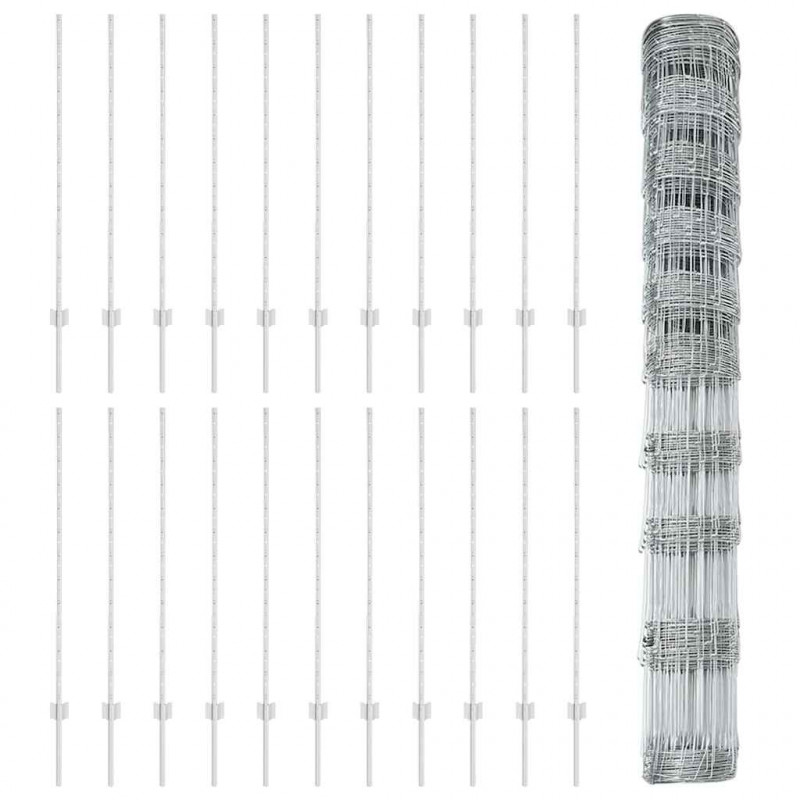 Ogrodzenie z słupkiem Srebrny 1,2 x 50 m Stal